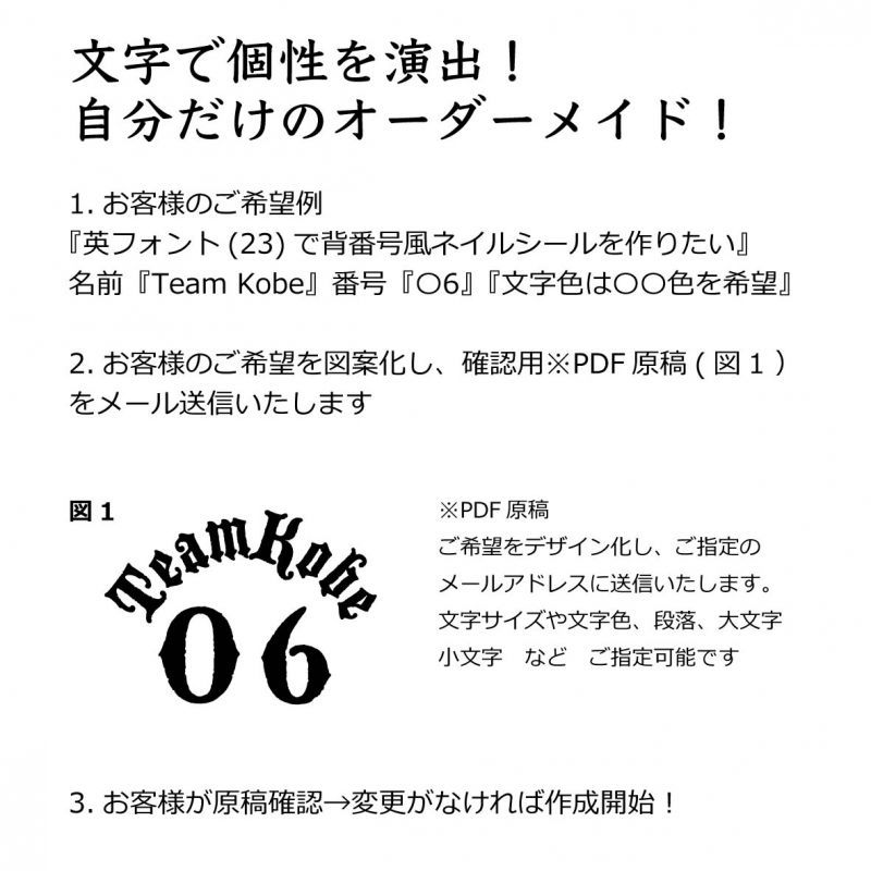 オリジナルお名前シール 英フォント 23 オーダーメイドネイルシール Kobe ネイルコレクション